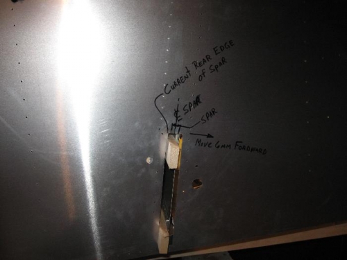 With the back edge of the skin @ 24mm overlap the Spar cutout is 6mm to the rear.