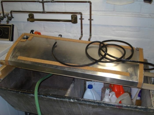 12 gallons of water on the inside.  Nothing on the outside.