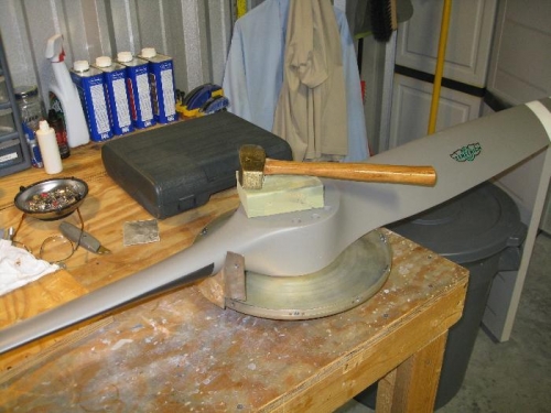 Using a wood block and 3 lb hammer
