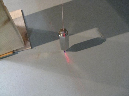 One of 4 plumb lines & laser line