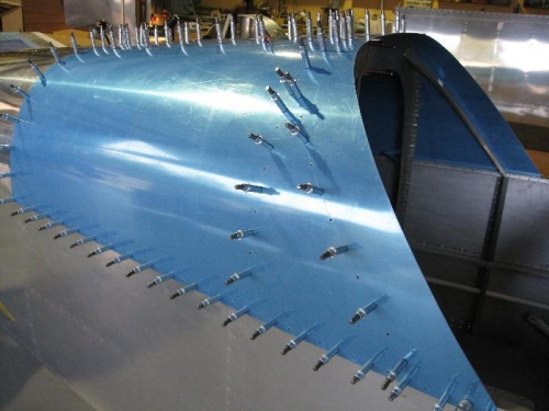 F- 747 Fuselage top in place for final drilling