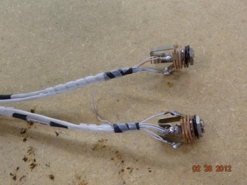 The jacks soldered to the proper assembly of wires