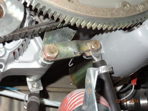 Safety-wired alternator to the air filter