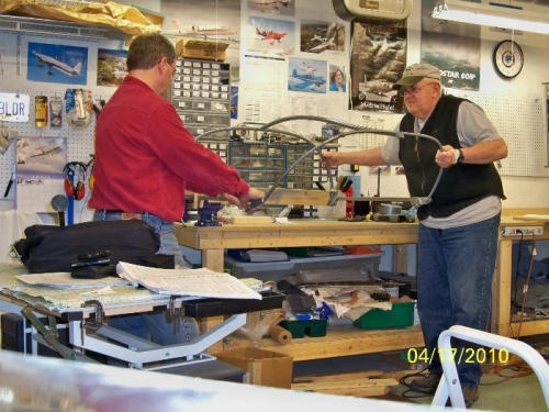 Gary and Doug bending the frame in the vise