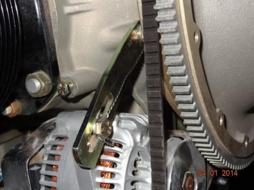 The alternator attaching rod safety-wired