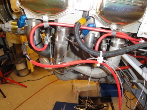 Wire routing on the left side of the engine