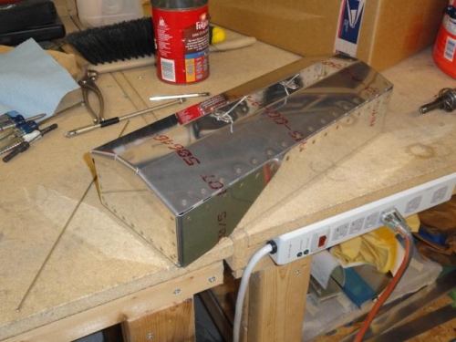 The mostly-completed toolbox, with the hinge on the wrong side