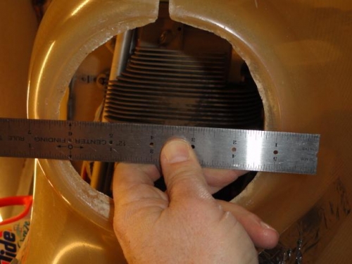 Checking the diameter of one of the cowl inlets