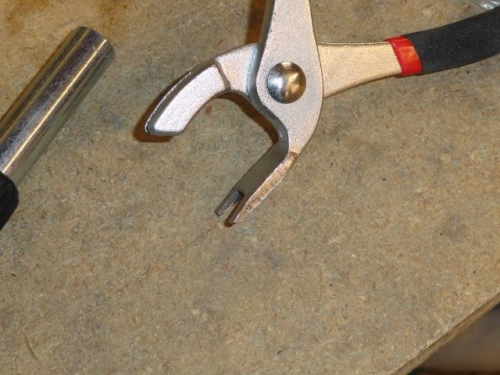 The C-Loc pliers after the angle has been ground into the flat end