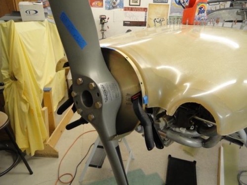 The top cowl clamped in position