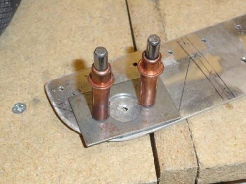 The camloc hole jig in place on the side brace