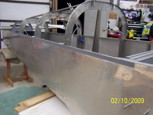 Right side of fuselage primed