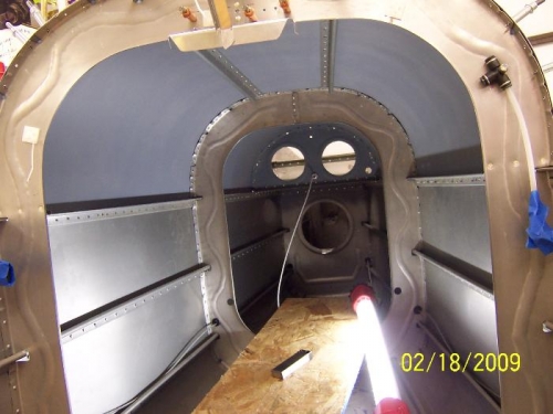 The interior of the aft top skin