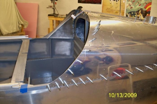 The aft top skin after final trimming with the F-6111 pieces in place