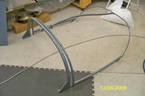 The painted canopy roll bar and frame