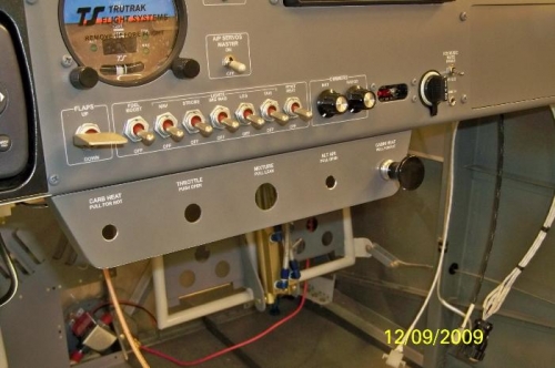 The cabin heat control in place on the controls bracket