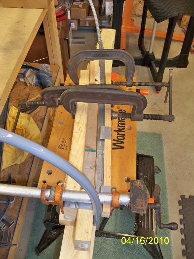 Left canopy bow in the clamps
