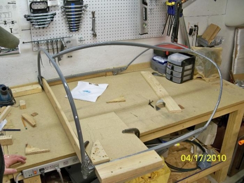 The frame readied for more bending