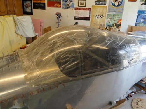 The canopy on the fuselage prior to any trimming