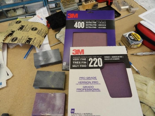 The sandpaper I used: #220 and #400 grit