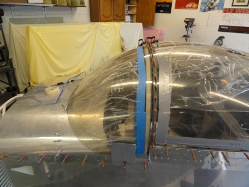 The windshield on the fuselage