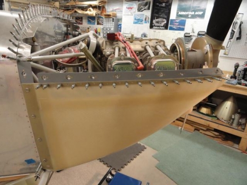 The right side brace clecoed to the lower cowling