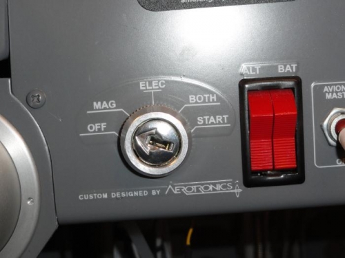 The starter switch on the panel