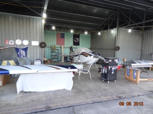 The hangar after the wings were unloaded