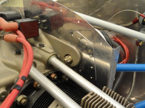 The baffle in place on the engine