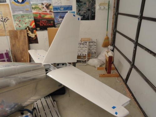 The HS and VS on the fuselage