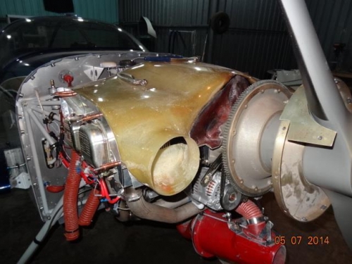 The plenum clecoed on the engine