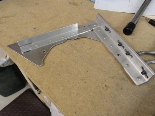 The #4 cylinder baffle with the side and corner brackets riveted in place
