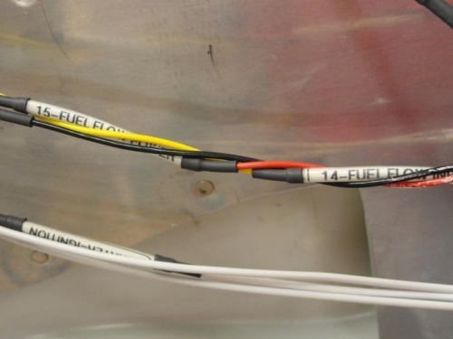 The fuel flow transducer wires