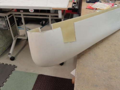 The initial cutouts of the rudder fairing