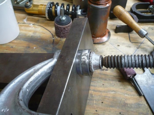 Clamped to heavy plate