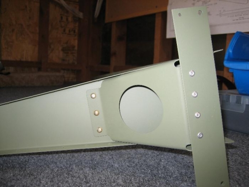 Rudder Horn brace riveted to assembly. Used Optional LP4-3 blind rivets.