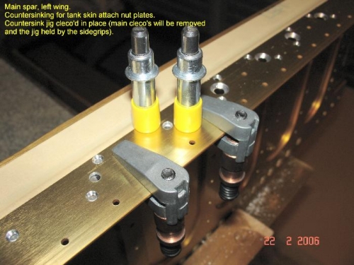 Countersink jig in place - top view
