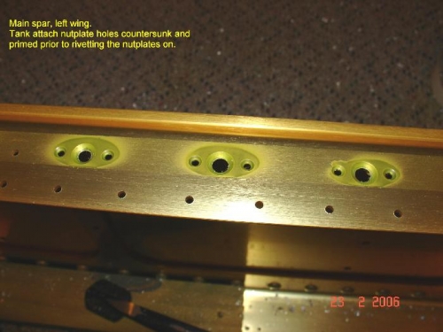 Countersunk holes primered