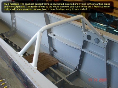 The seatback support frame fitted