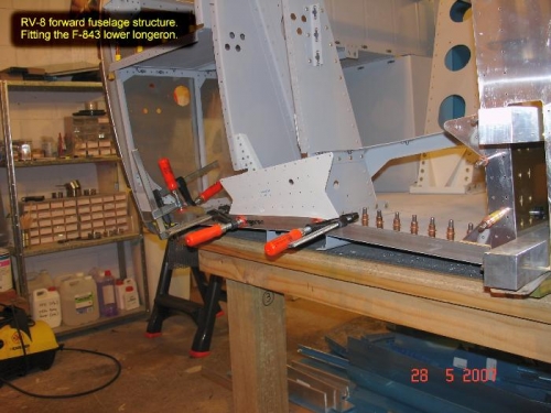 Lower longeron clamped during match-drilling