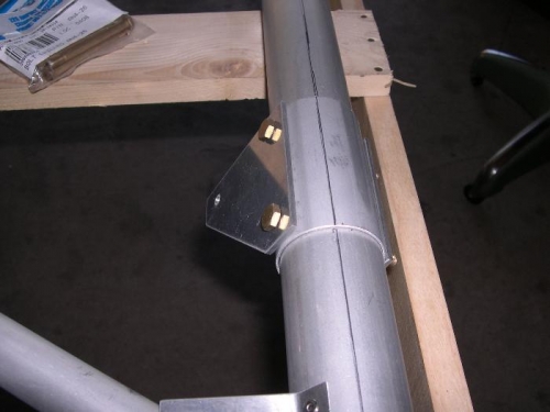 Trailing edge lift strut attach brackets as viewed from the wing tip.