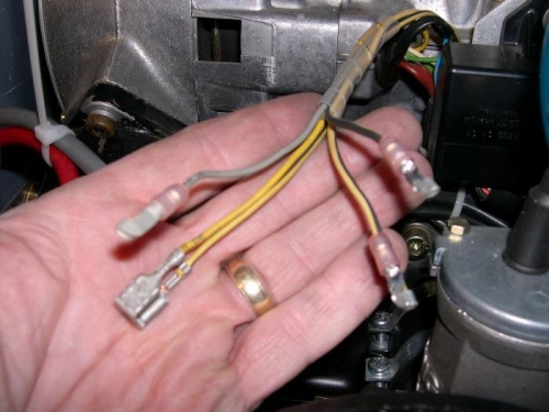 Clasp connectors installed on engine wiring harness.