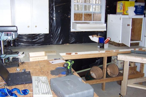 workbench, layup table, vent hood, epoxy box