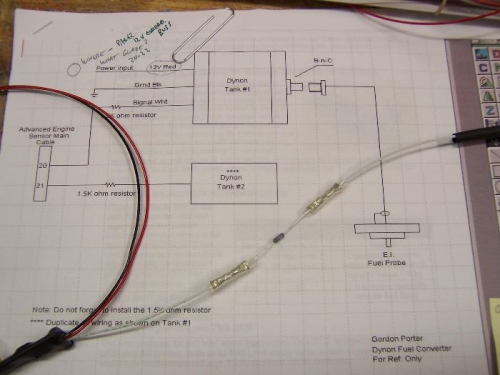 wiring diagram from Aerotronics; 1.5 Kohm resistor shown