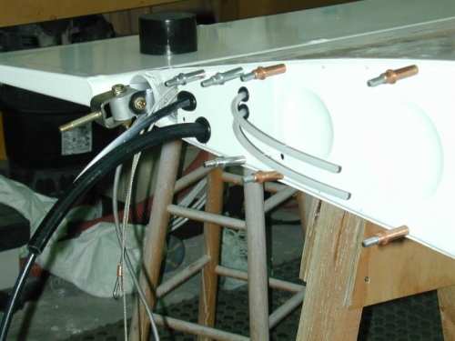 Left wing access panel with Pitot tubes, flap teleflex, aileron cables