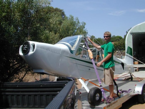 Sean tying down the fuselage