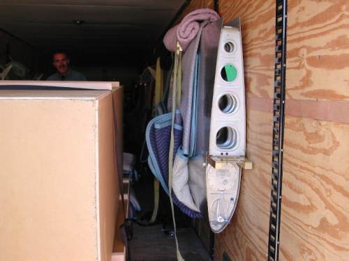 port wing hanging in the trailer