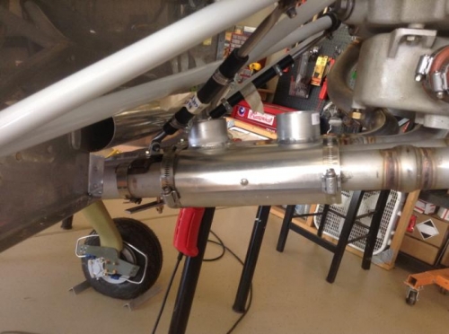 Lower exhaust support brackets will get replaced with curved, fitted ones to match to upper supports.