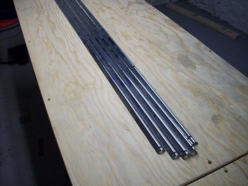 Rudder stiffeners before cutting into individual parts.