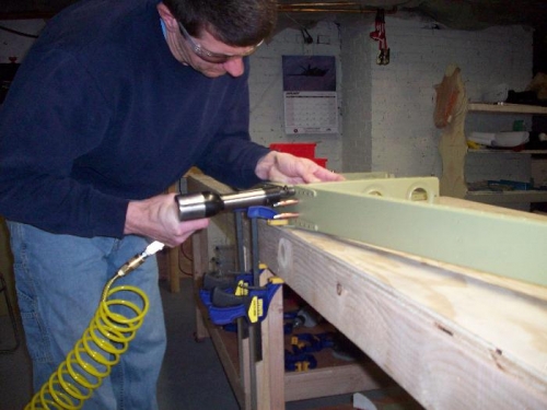 Riveting with the gun and my tungsten bar.